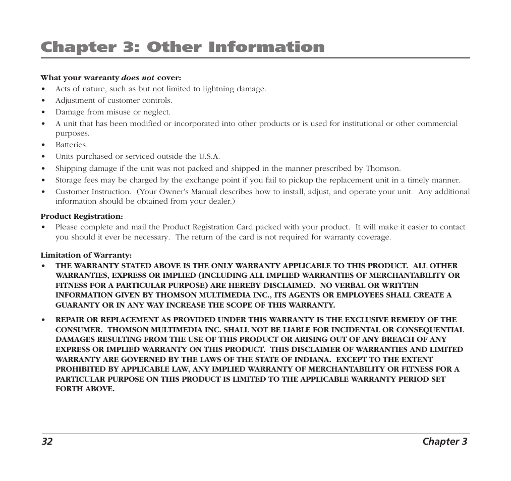 Chapter 3: other information | RCA Mobile DVD Player User Manual | Page 34 / 36