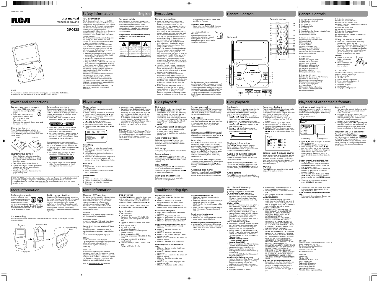 RCA DRC628 User Manual | 1 page