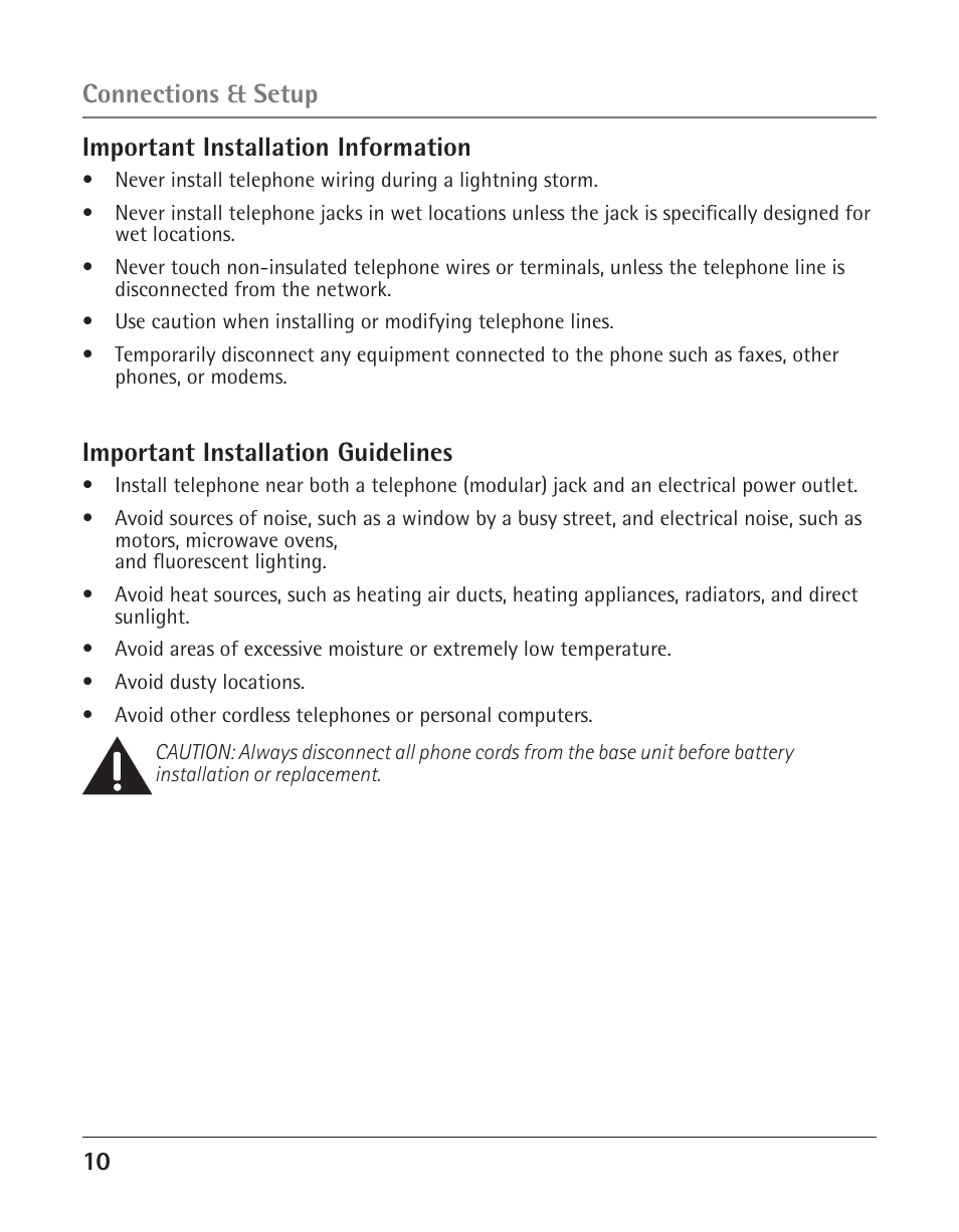 Important installation guidelines | RCA 25423/24 User Manual | Page 10 / 88