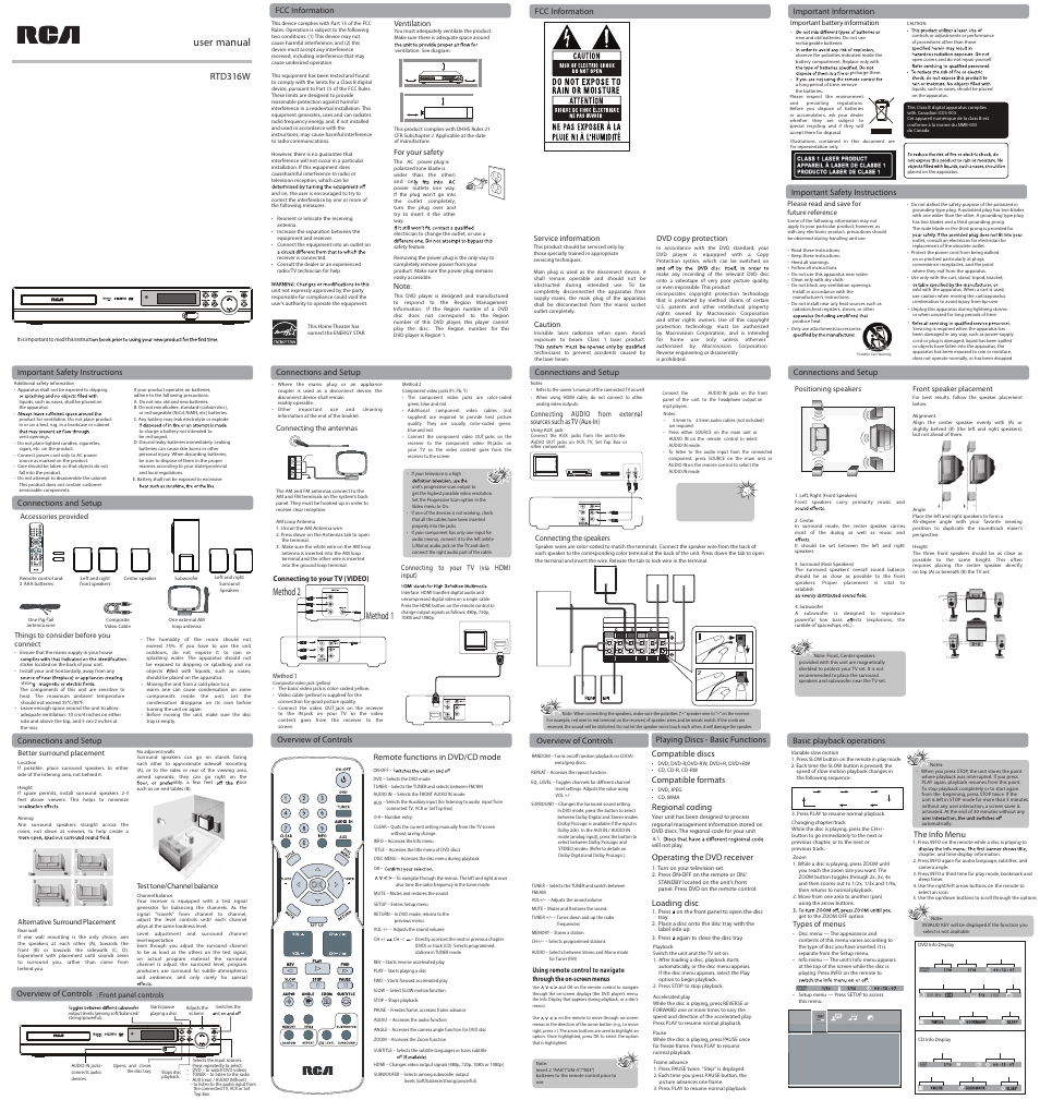 RCA RTD316W User Manual | 2 pages