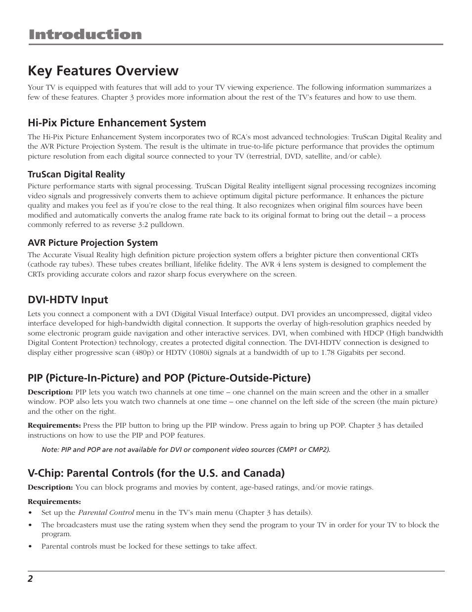 Introduction key features overview | RCA D40W15B User Manual | Page 4 / 48