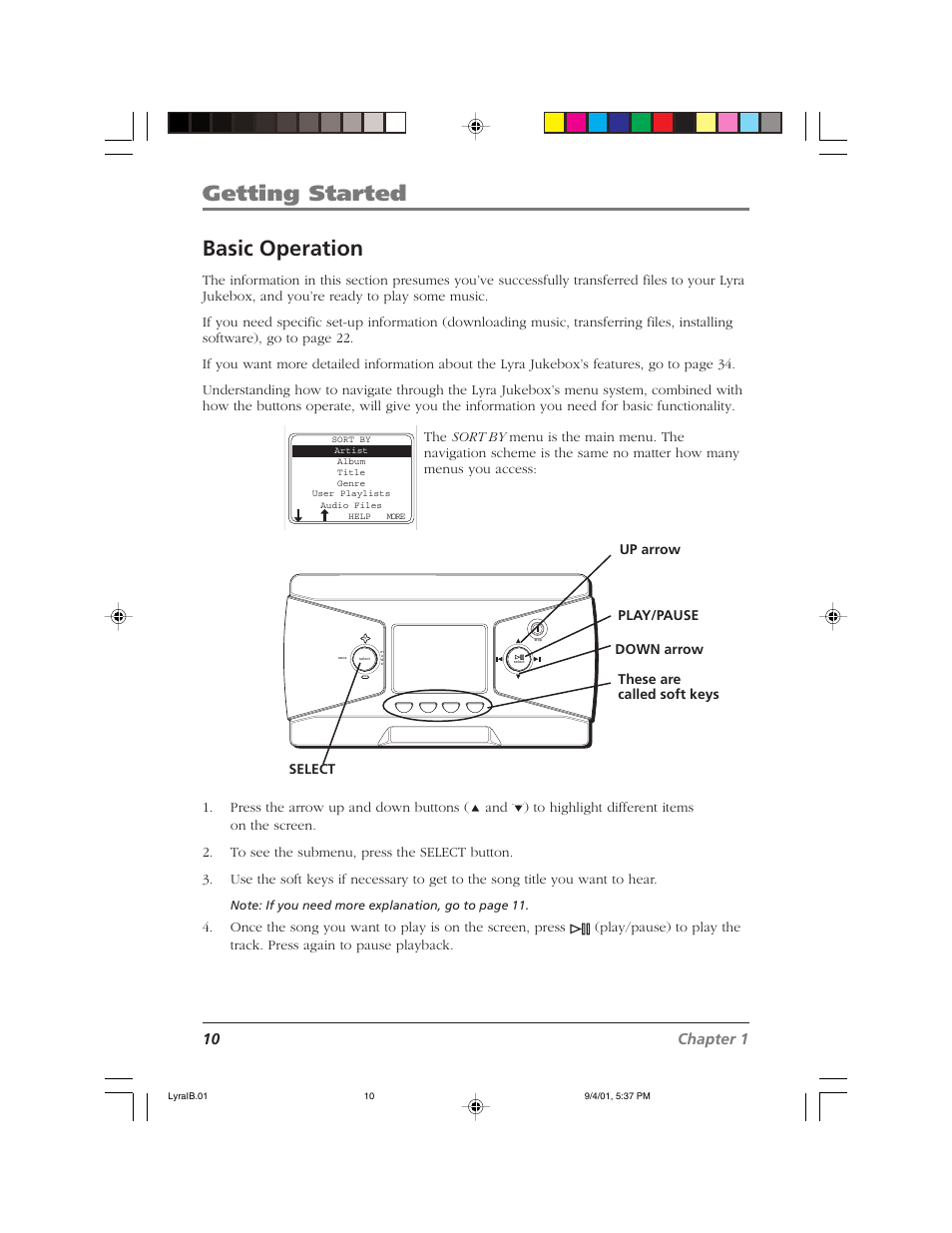 Getting started, Basic operation, 10 chapter 1 | RCA RD2800 User Manual | Page 12 / 58