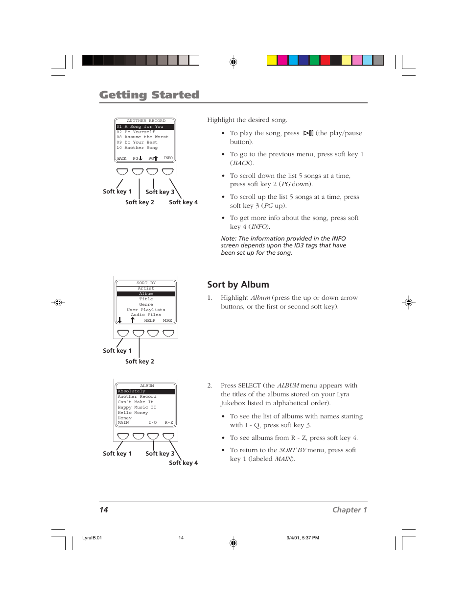 Getting started, Sort by album | RCA RD2800 User Manual | Page 16 / 58