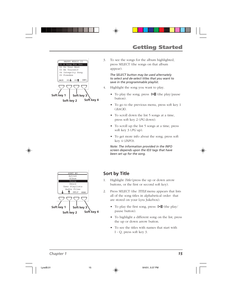 Getting started, Sort by title | RCA RD2800 User Manual | Page 17 / 58