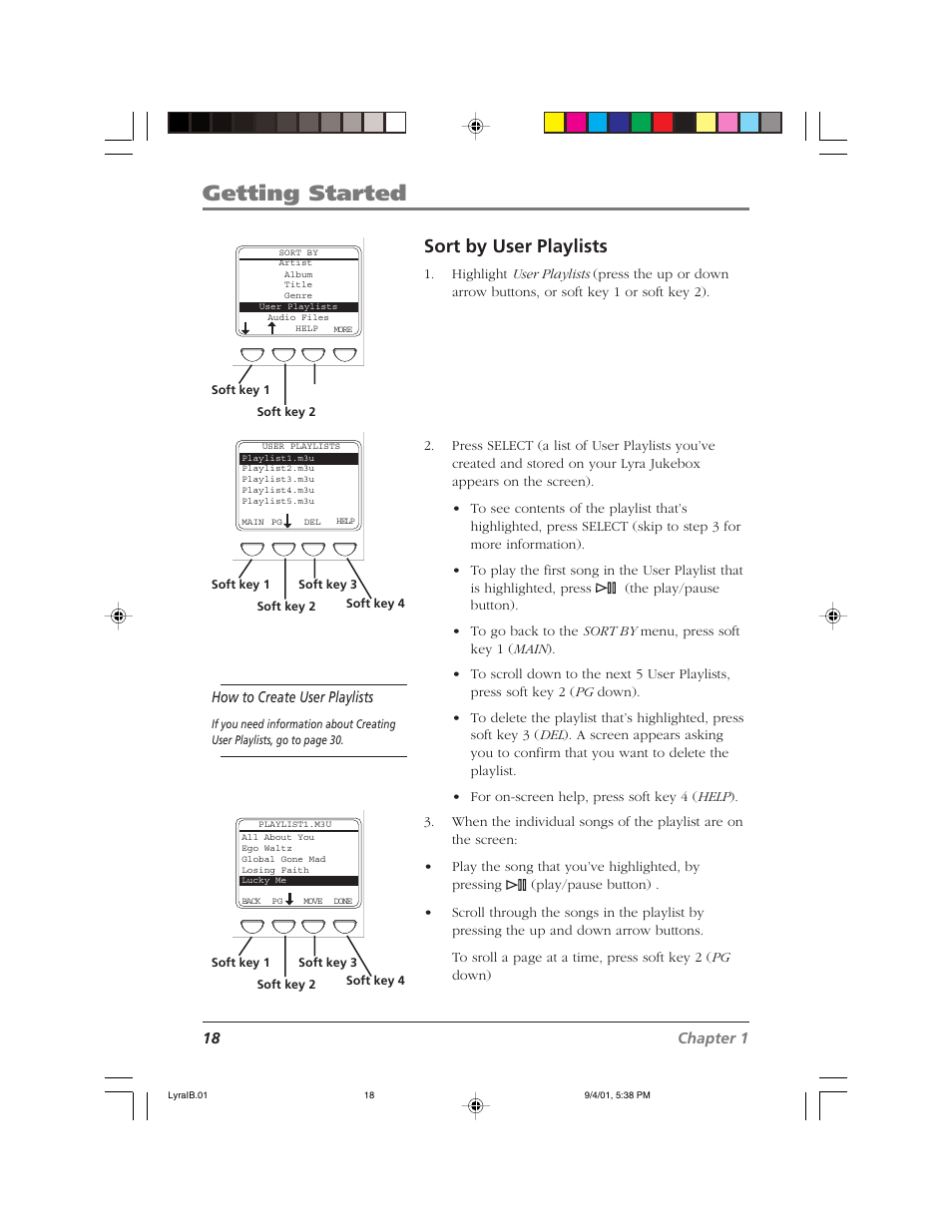 Getting started, Sort by user playlists | RCA RD2800 User Manual | Page 20 / 58