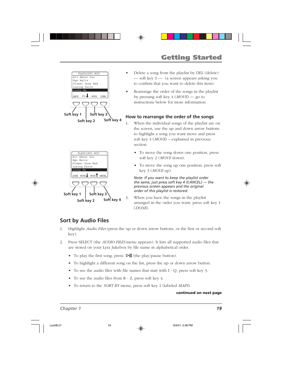 Getting started, Sort by audio files | RCA RD2800 User Manual | Page 21 / 58