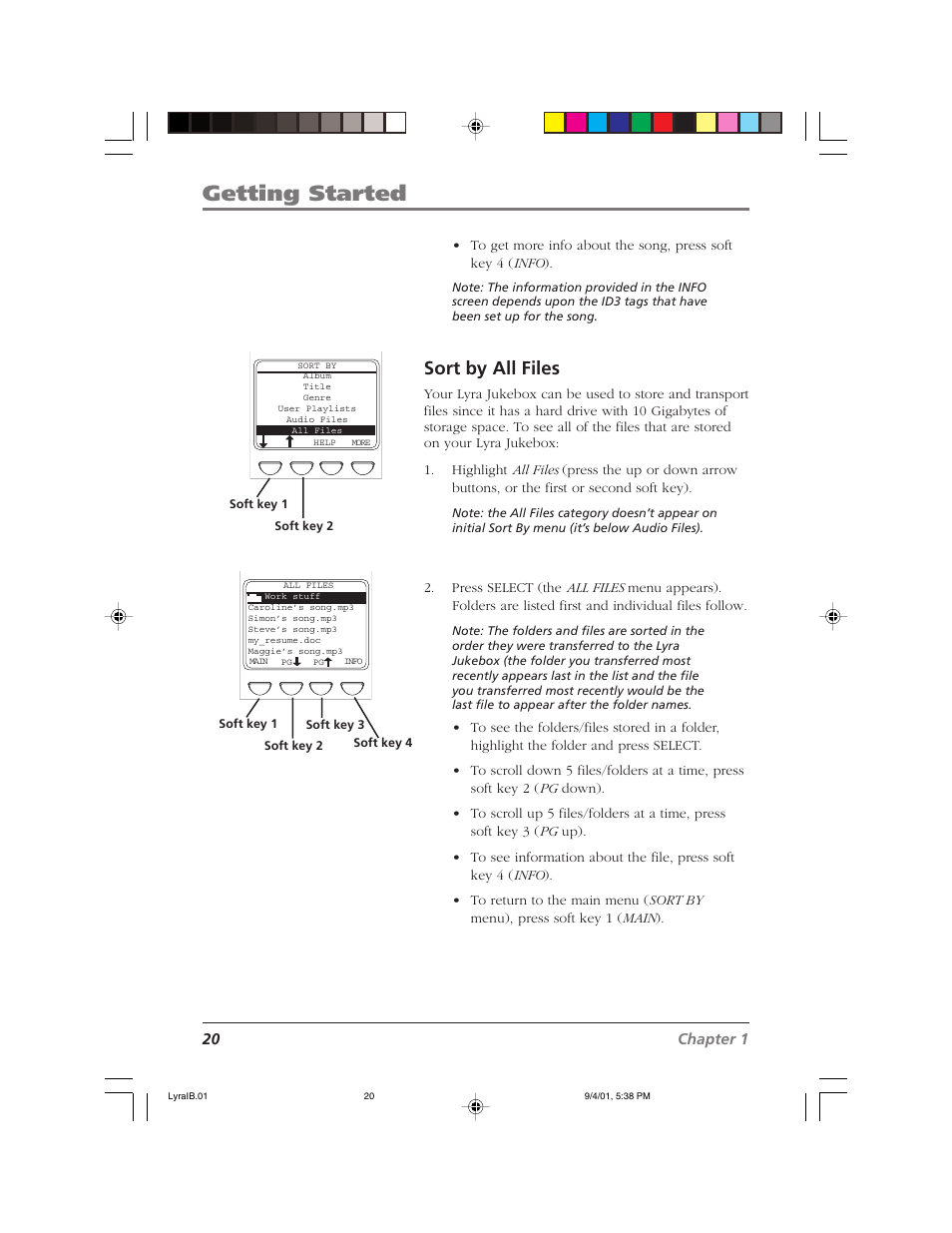 Getting started, Sort by all files | RCA RD2800 User Manual | Page 22 / 58