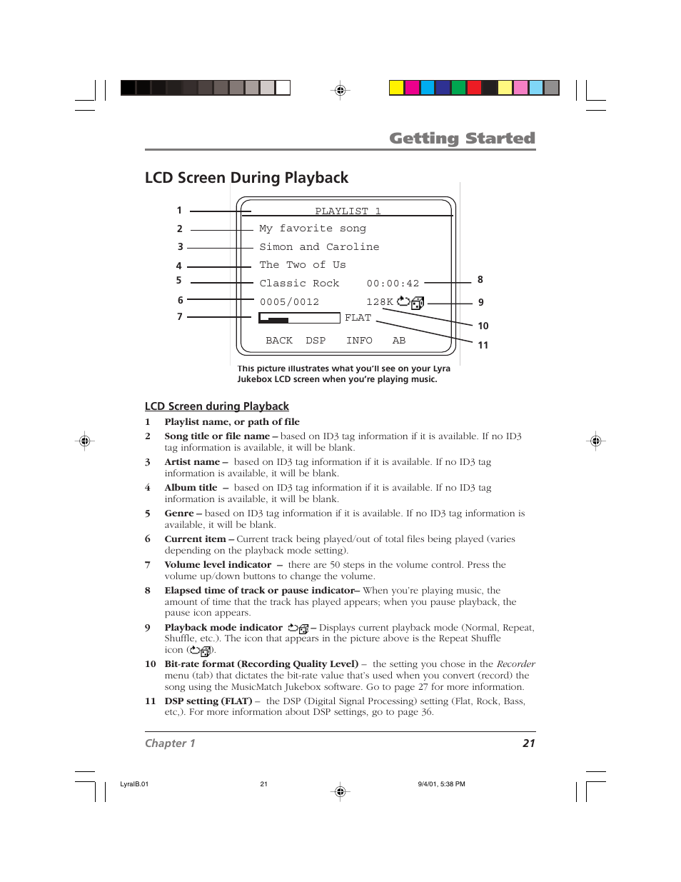 Getting started, Lcd screen during playback | RCA RD2800 User Manual | Page 23 / 58