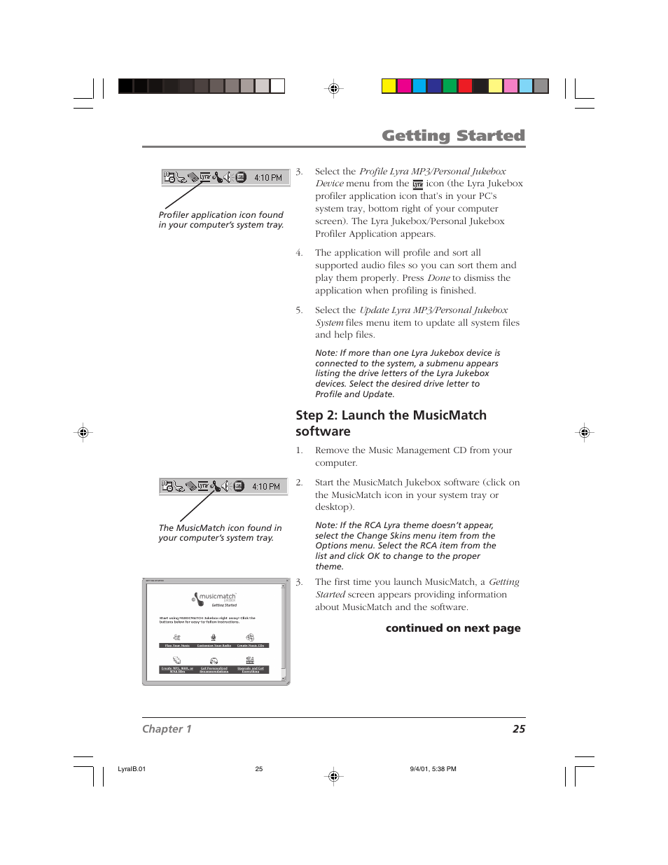 Getting started, Step 2: launch the musicmatch software | RCA RD2800 User Manual | Page 27 / 58