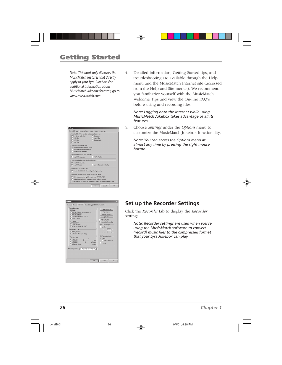 Getting started, Set up the recorder settings | RCA RD2800 User Manual | Page 28 / 58