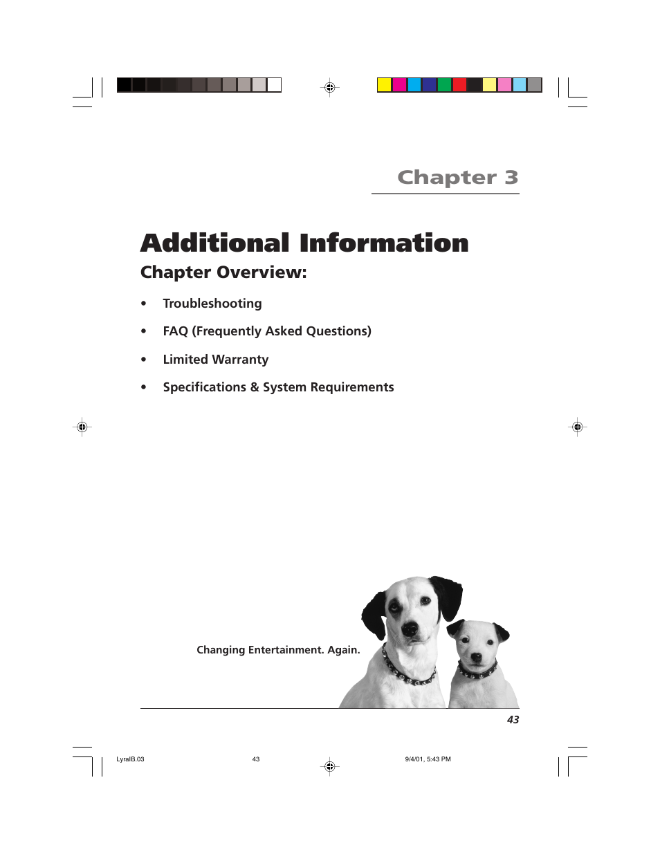 Additional information, Chapter 3, Chapter overview | RCA RD2800 User Manual | Page 45 / 58
