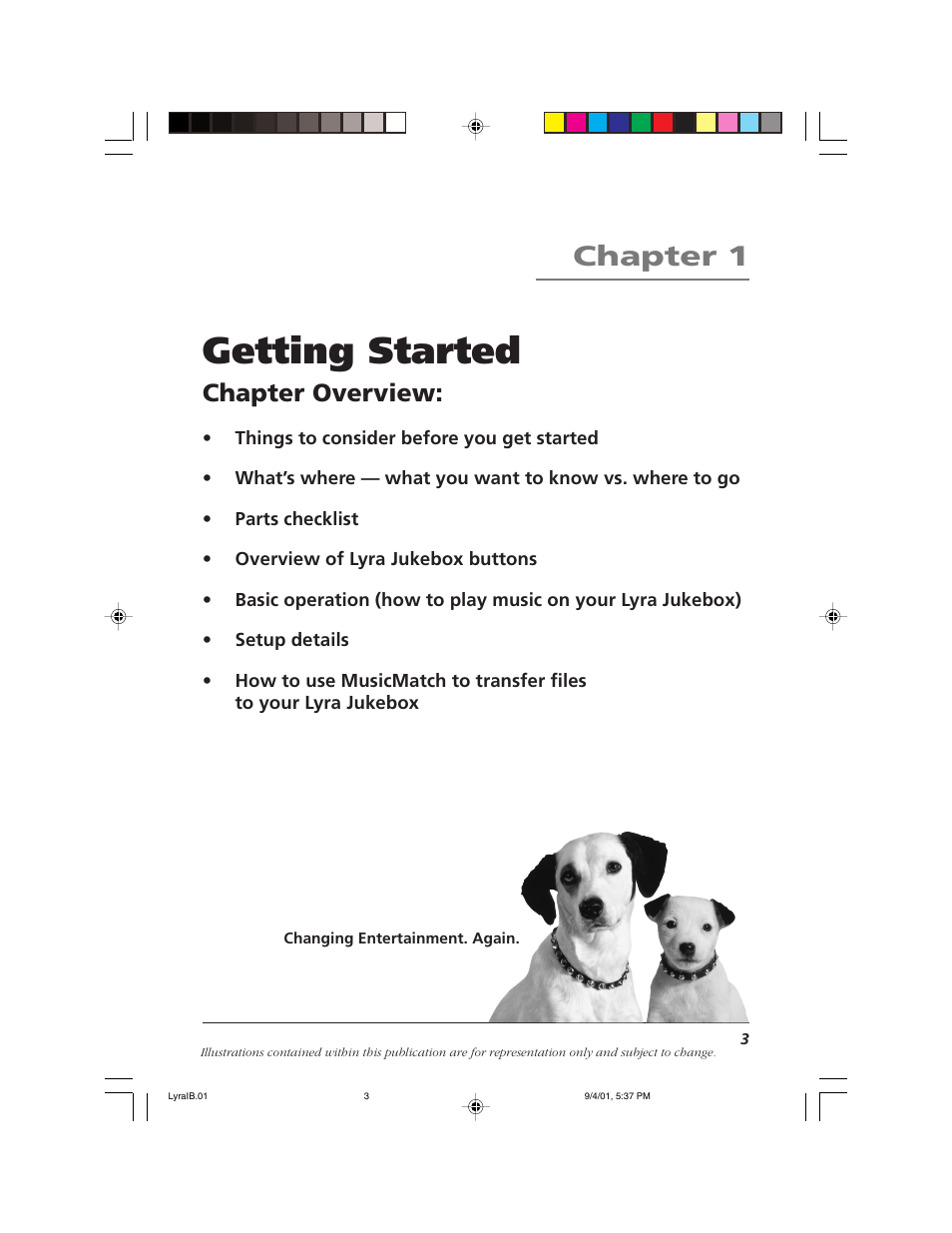 Getting started, Chapter 1, Chapter overview | RCA RD2800 User Manual | Page 5 / 58