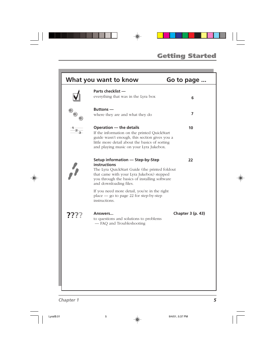 Getting started, What you want to know go to page | RCA RD2800 User Manual | Page 7 / 58