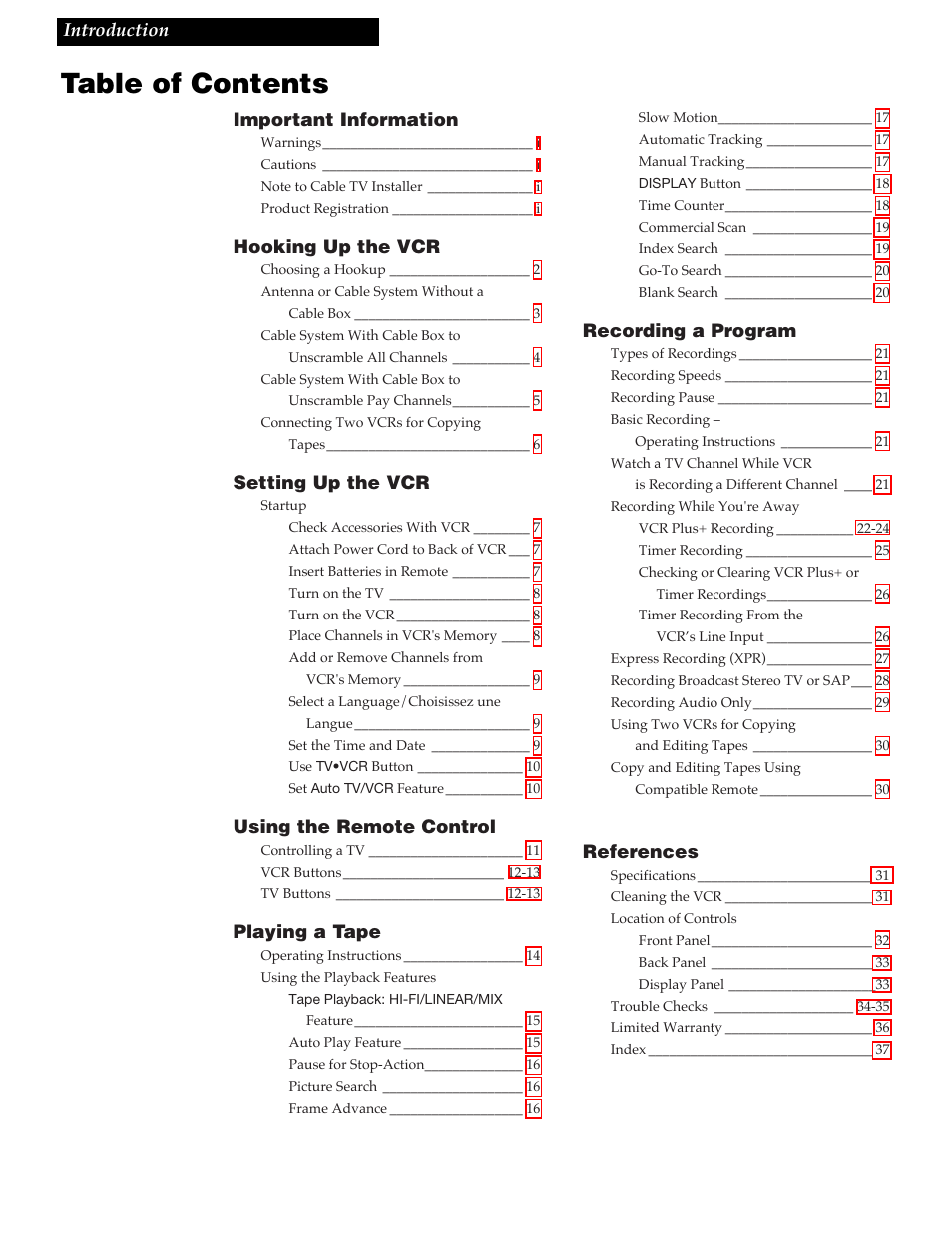 RCA VR618HF User Manual | Page 3 / 40