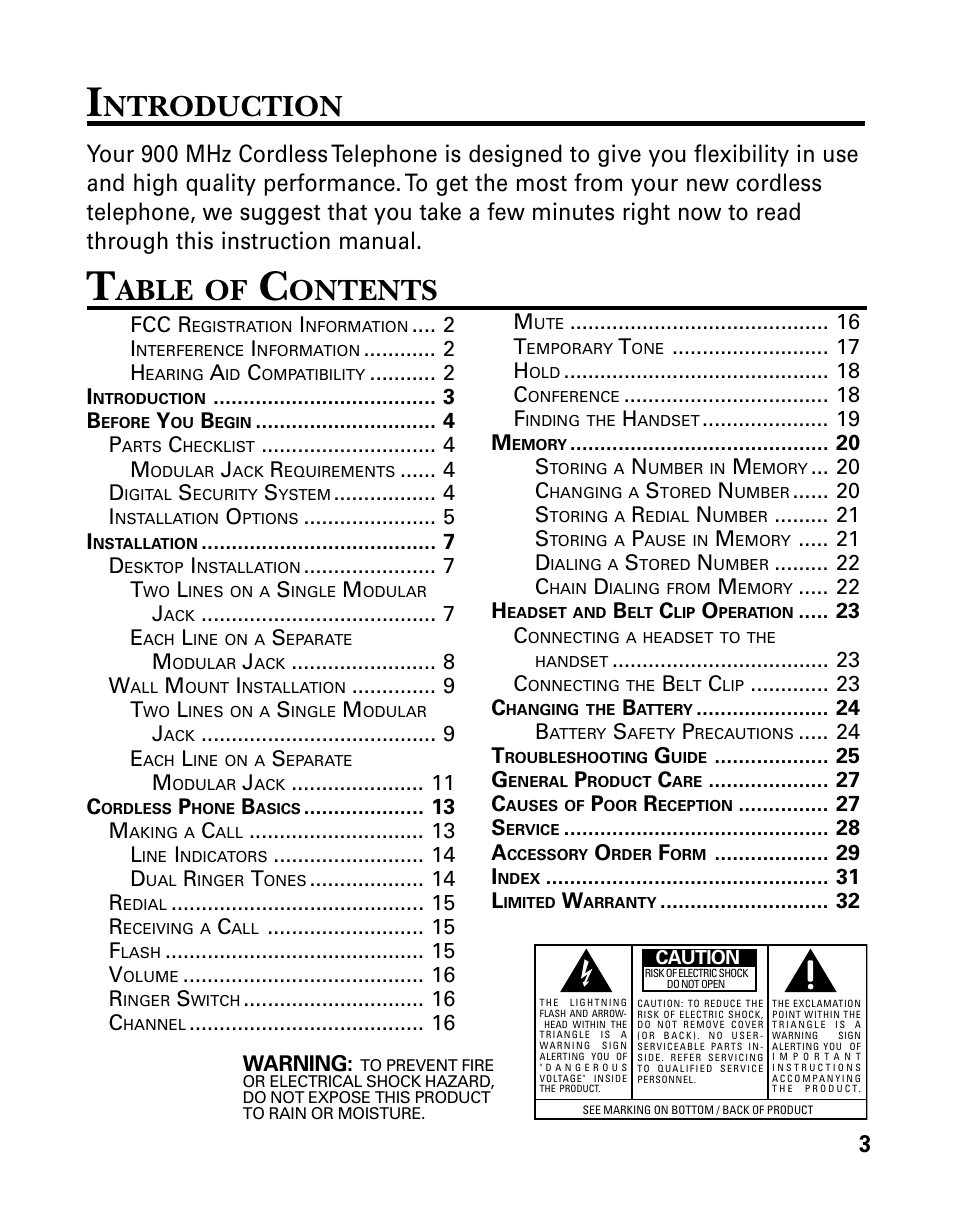 Ntroduction, Able, Ontents | RCA 26925 User Manual | Page 3 / 64