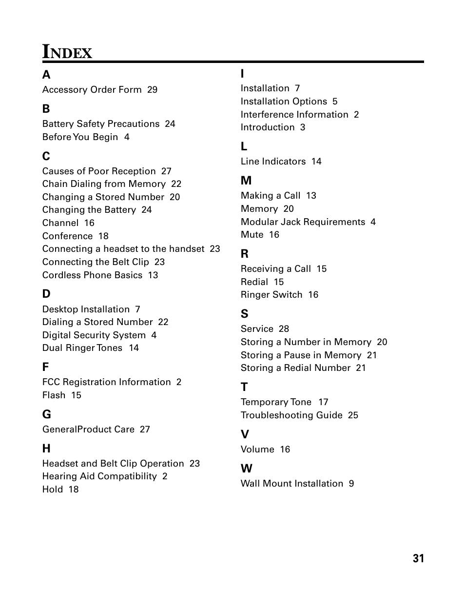 Ndex | RCA 26925 User Manual | Page 31 / 64