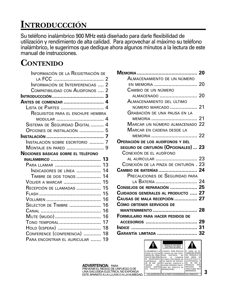 Ntroduccción, Ontenido | RCA 26925 User Manual | Page 35 / 64
