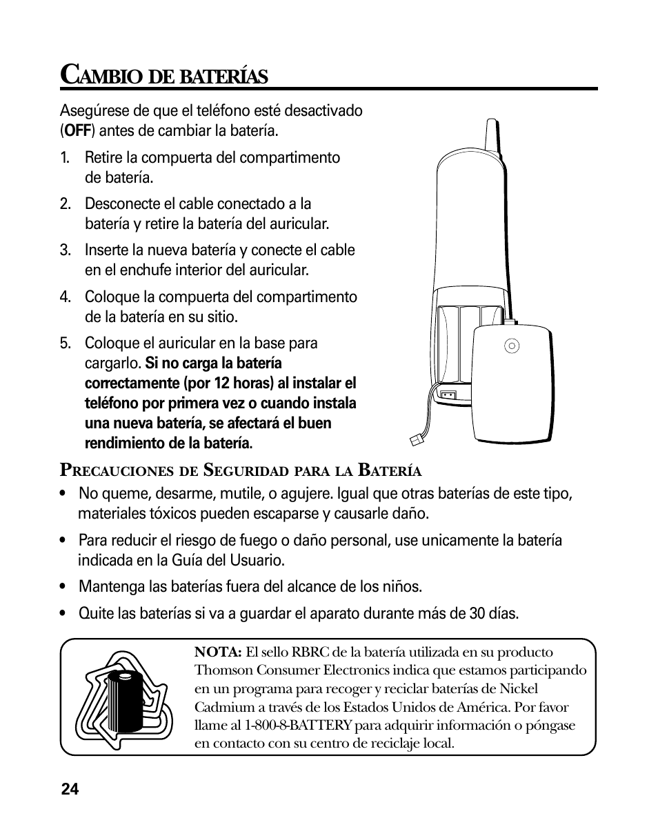 Ambio, Baterías | RCA 26925 User Manual | Page 56 / 64