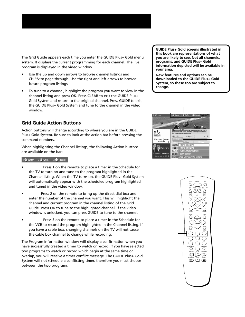 Grid guide, Features and controls, Grid guide action buttons | RCA F20645 User Manual | Page 42 / 64