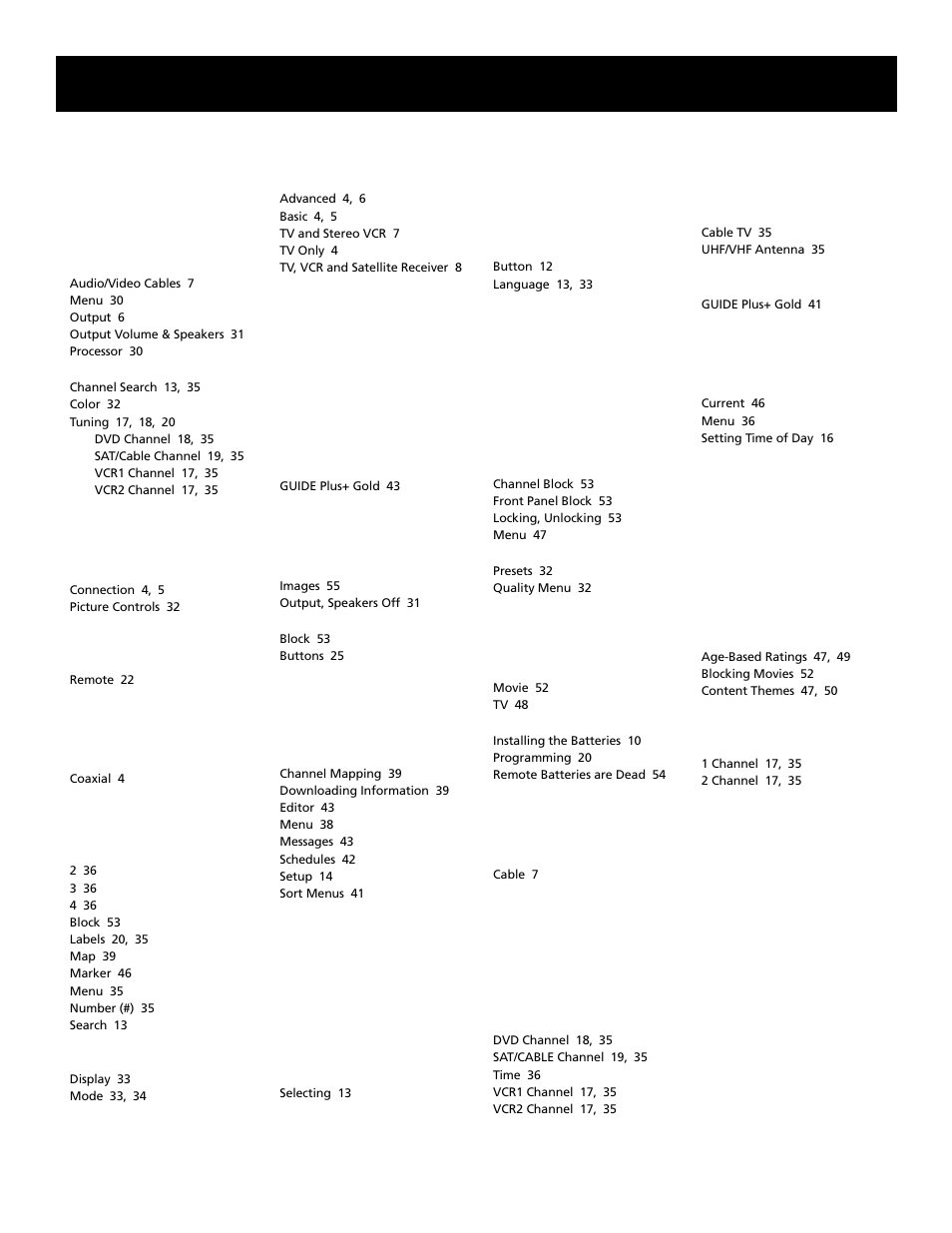 Index, Reference index | RCA F20645 User Manual | Page 63 / 64