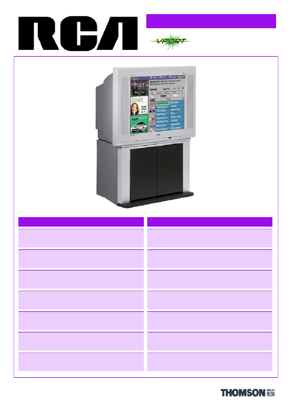 RCA TruFlat F36TF720 User Manual | 2 pages