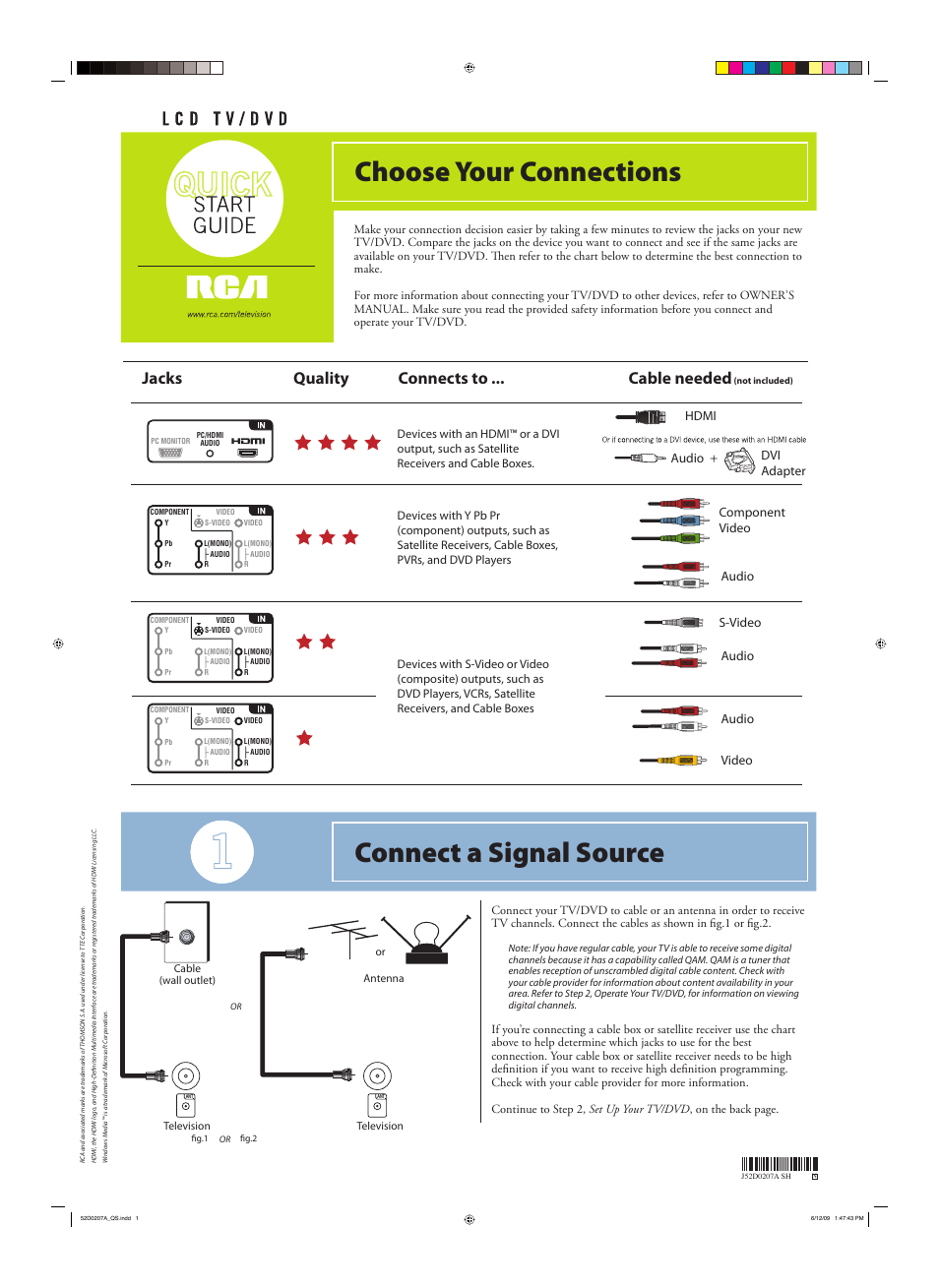 RCA 52D0207A User Manual | 2 pages