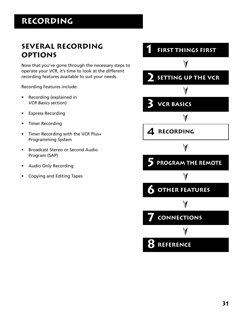 Recording | RCA VR704HF User Manual | Page 33 / 88