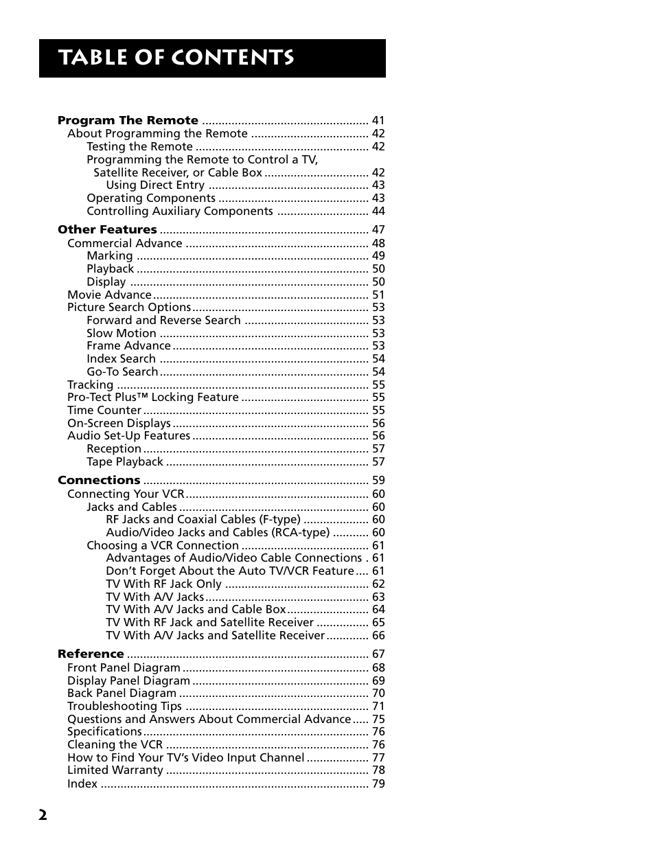 RCA VR704HF User Manual | Page 4 / 88