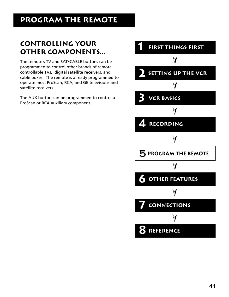 Program the remote | RCA VR704HF User Manual | Page 43 / 88
