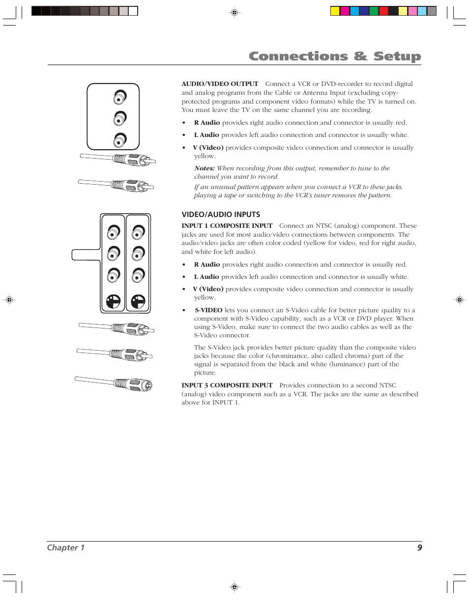 Connections & setup, Chapter 1 9 | RCA HD52W58 User Manual | Page 11 / 80