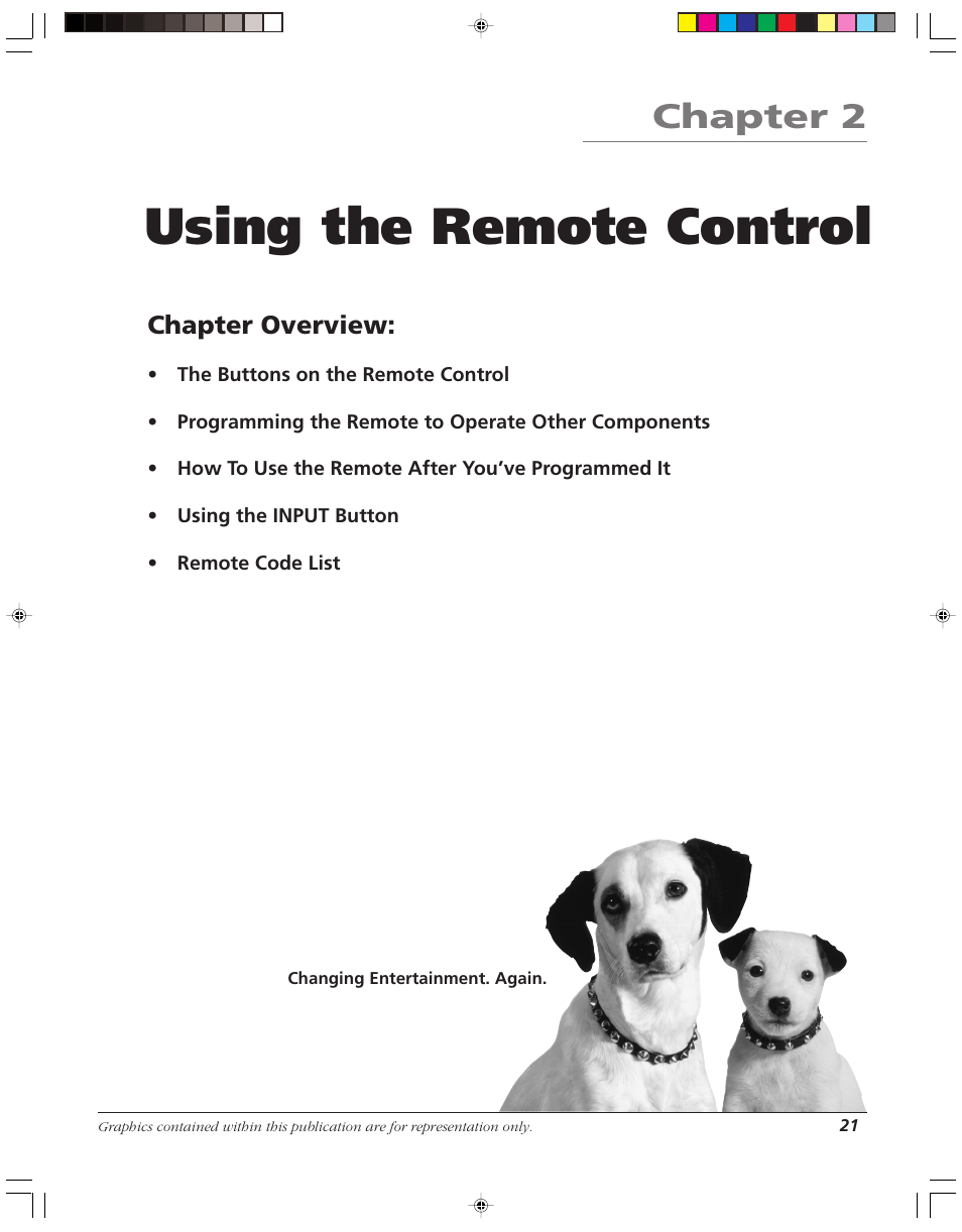 Using the remote control, Chapter 2, Chapter overview | RCA HD52W58 User Manual | Page 23 / 80