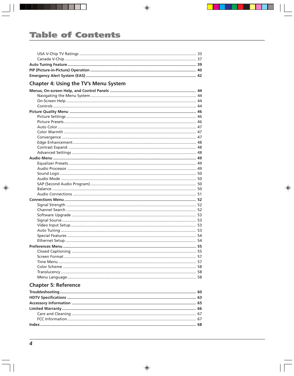 RCA HD52W58 User Manual | Page 6 / 80