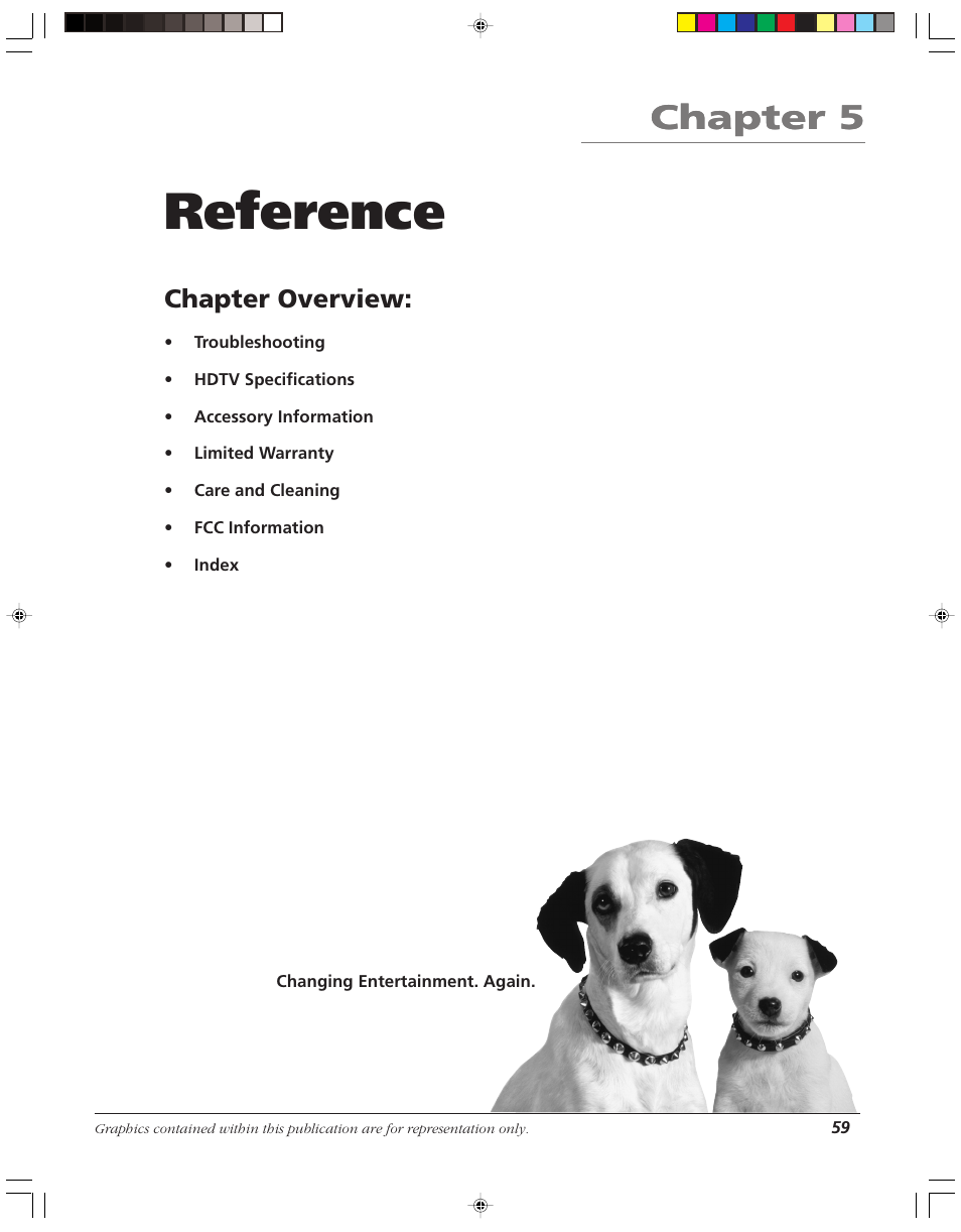 Reference, Chapter 5, Chapter overview | RCA HD52W58 User Manual | Page 61 / 80