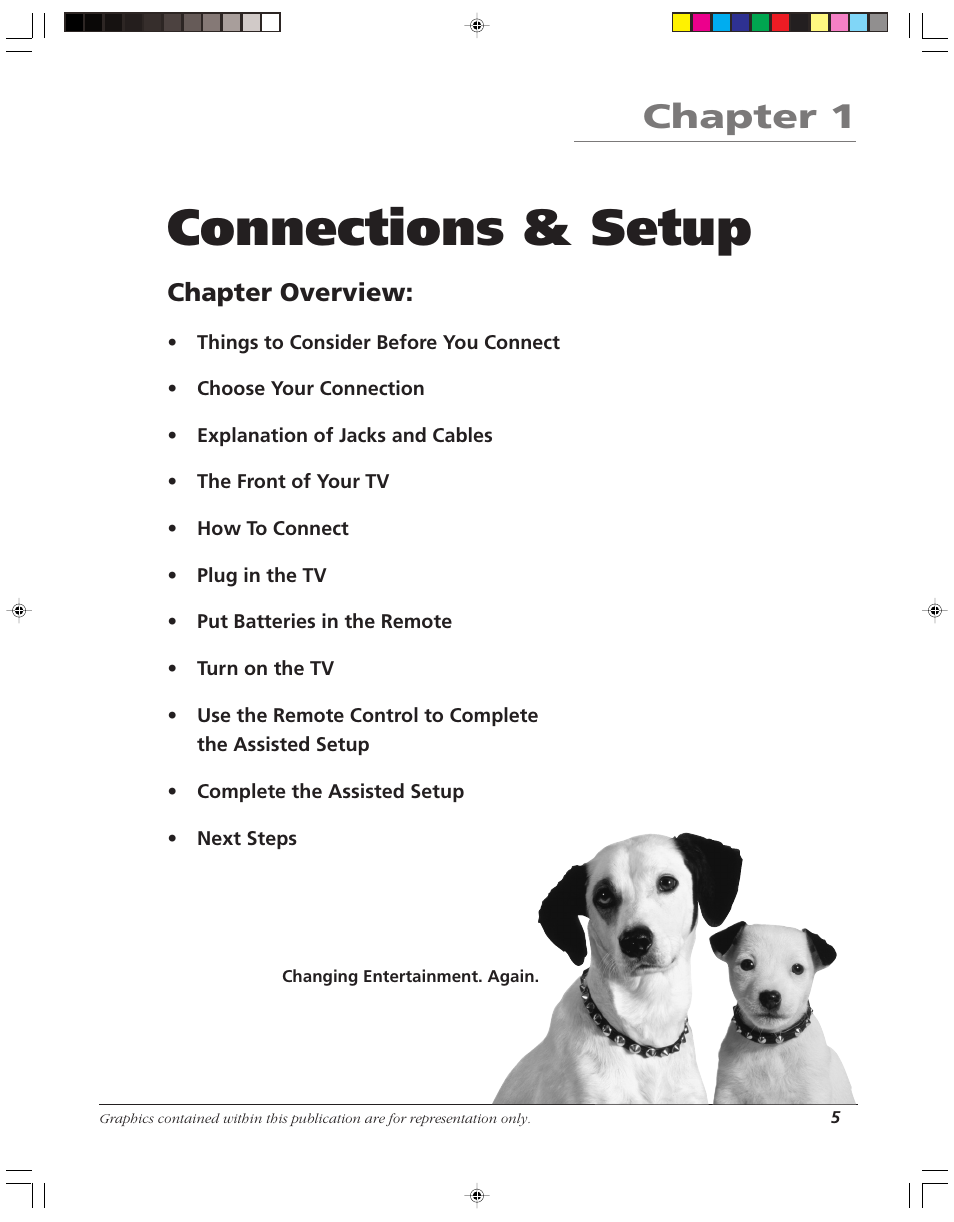 Connections & setup, Chapter 1, Chapter overview | RCA HD52W58 User Manual | Page 7 / 80