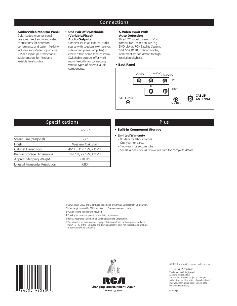 Te levi s io n | RCA G27669 User Manual | Page 4 / 4