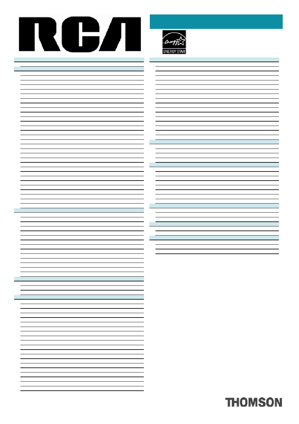 Technical specifications | RCA D40W20 User Manual | Page 2 / 2