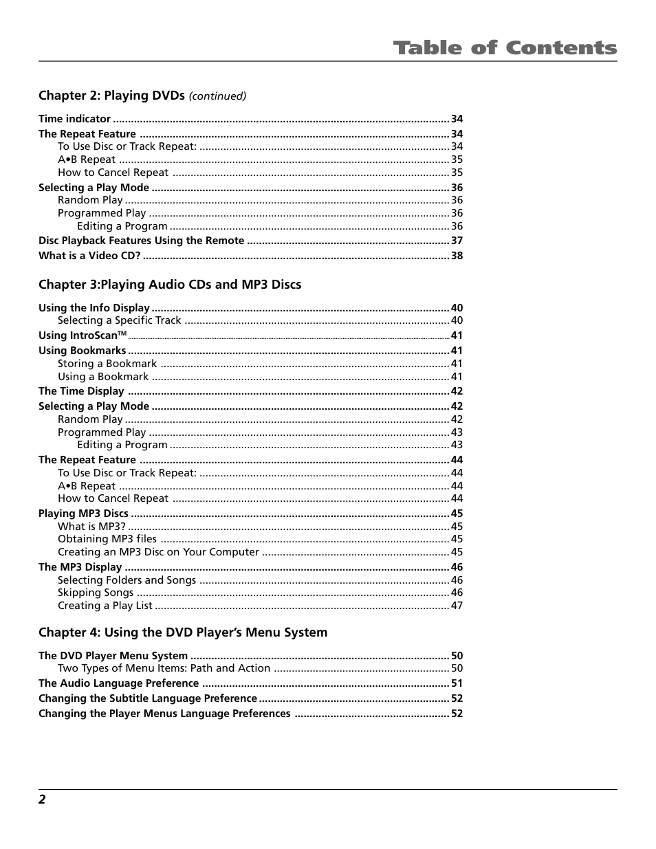 RCA RC5920P User Manual | Page 4 / 74