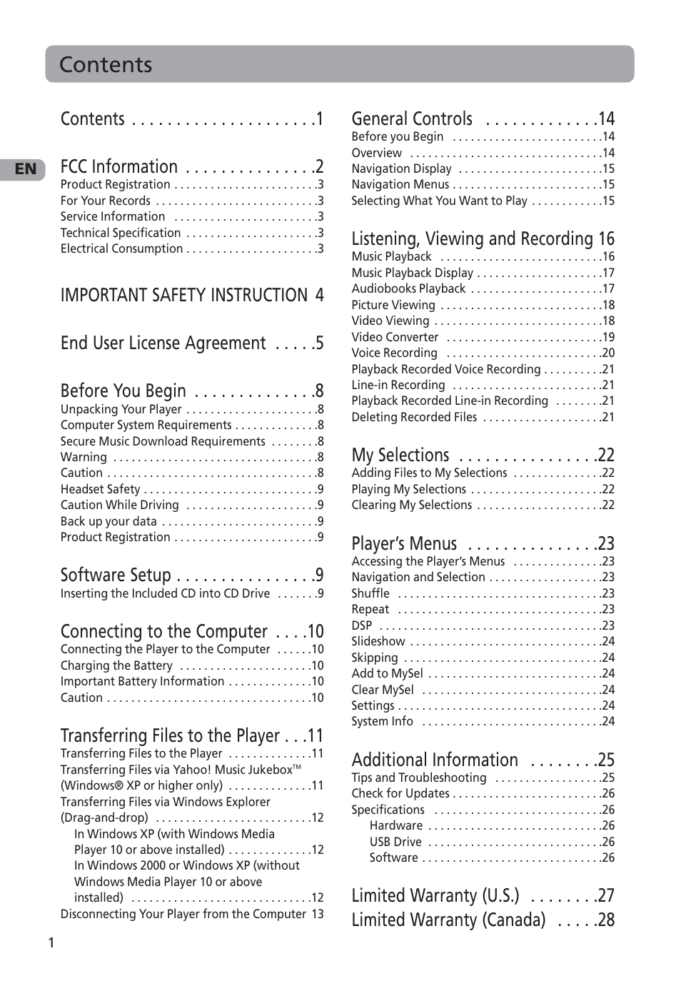 RCA M4001 User Manual | Page 2 / 30