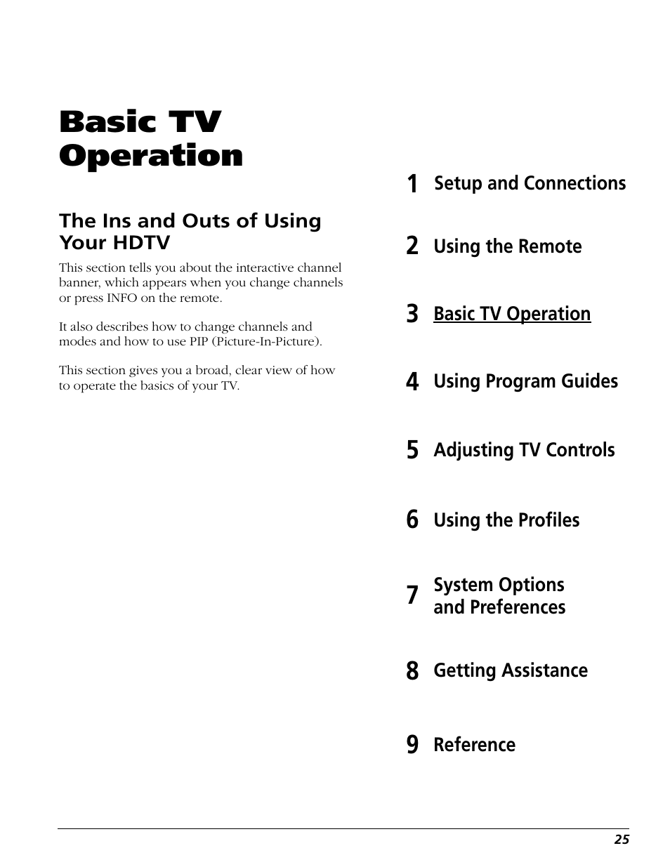 Basic tv operation | RCA Scenium HD65W20 User Manual | Page 29 / 100