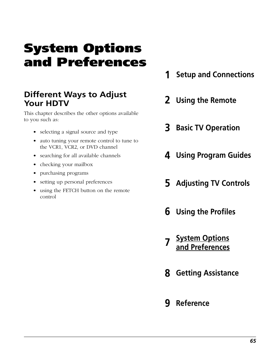 System options and preferences | RCA Scenium HD65W20 User Manual | Page 69 / 100