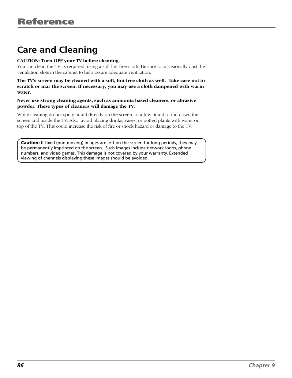 Care and cleaning, Images, Reference care and cleaning | RCA Scenium HD65W20 User Manual | Page 90 / 100