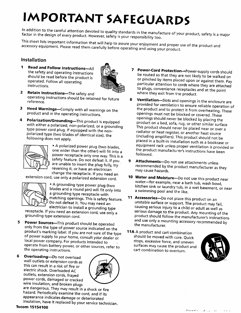 Installation, Important safeouards | RCA VR628HF User Manual | Page 3 / 74