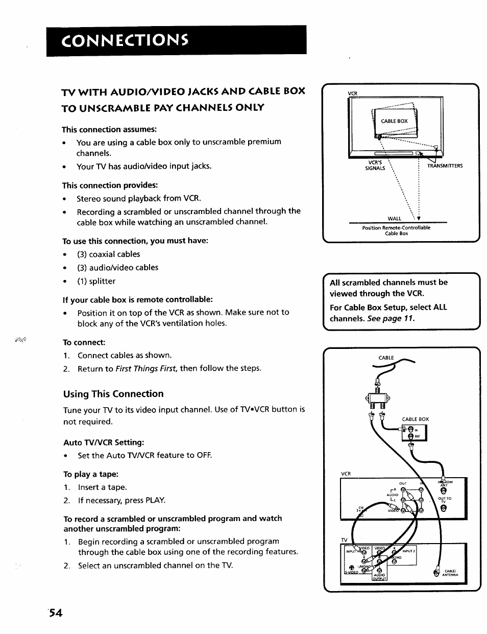 Using this connection, Connections | RCA VR628HF User Manual | Page 58 / 74