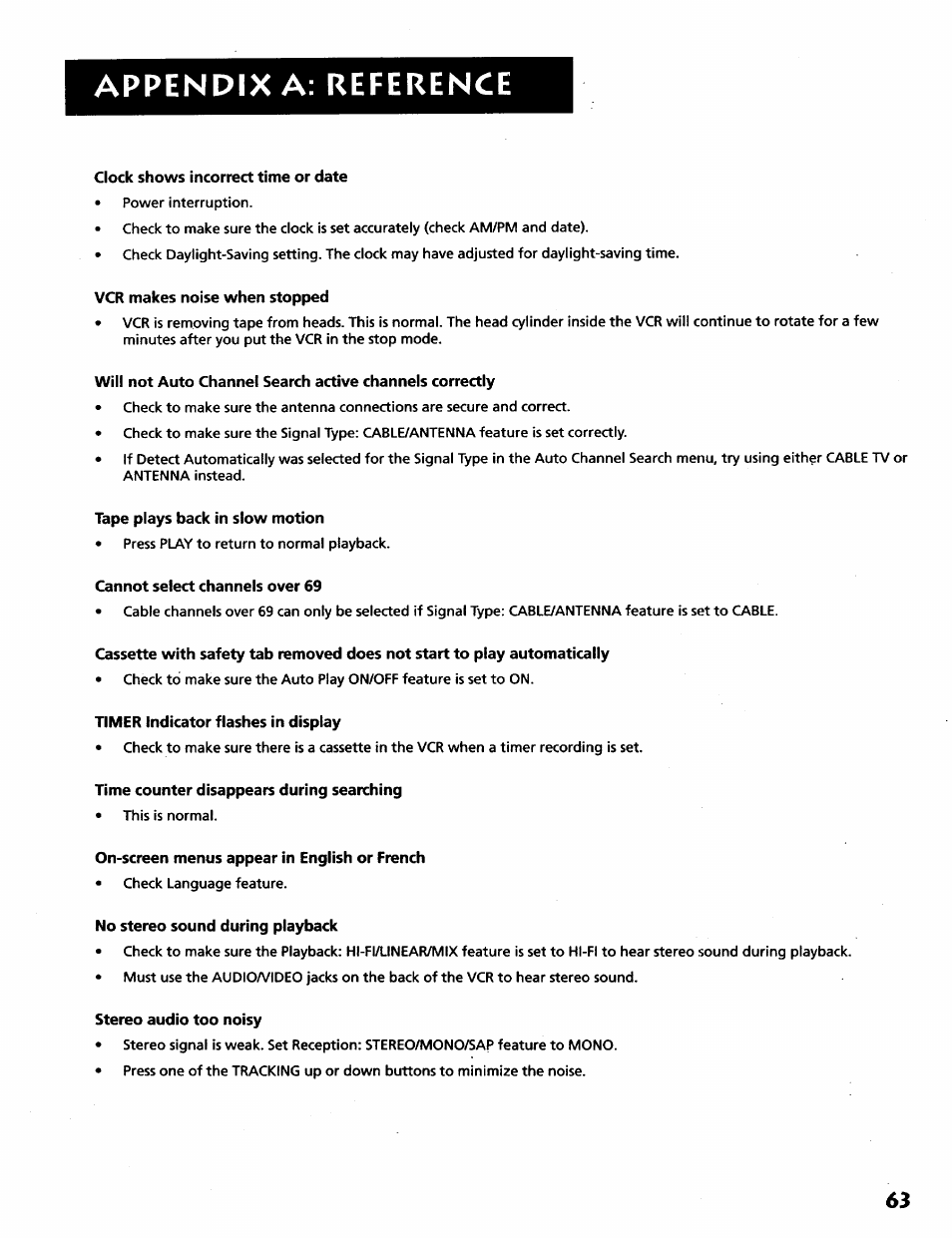 Appendix a: reference | RCA VR628HF User Manual | Page 67 / 74