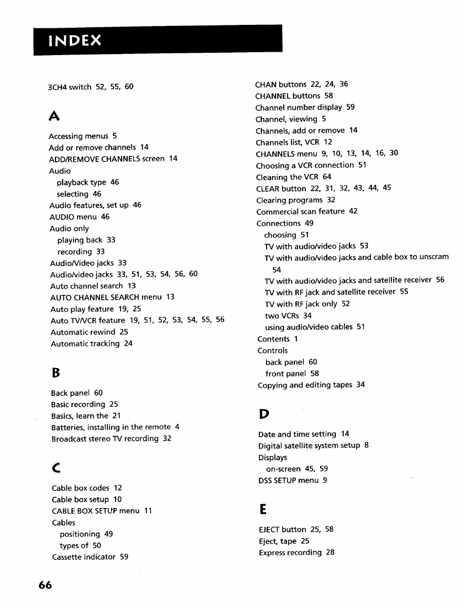 Index | RCA VR628HF User Manual | Page 70 / 74