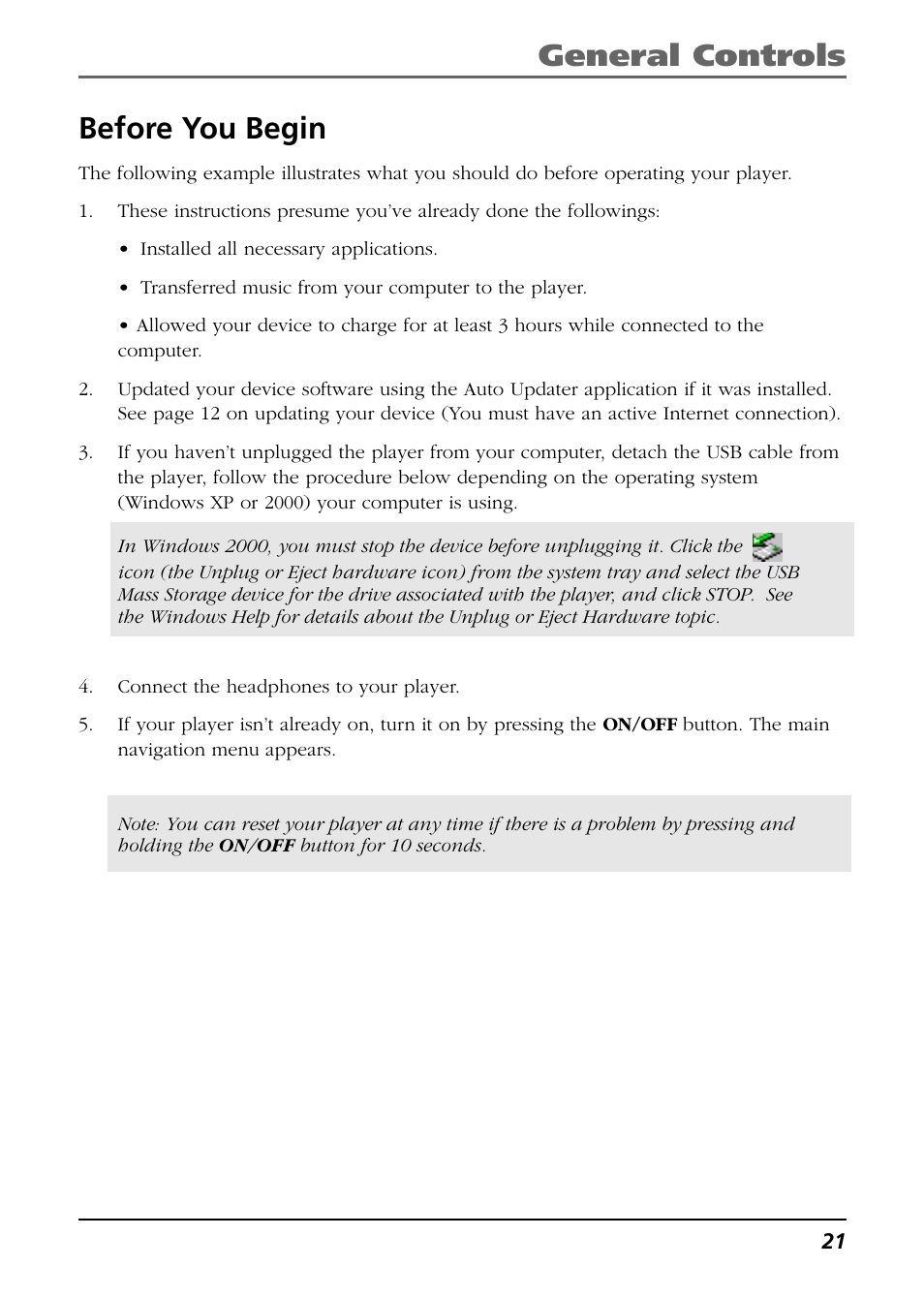 Before you begin, General controls | RCA HC106 User Manual | Page 21 / 40