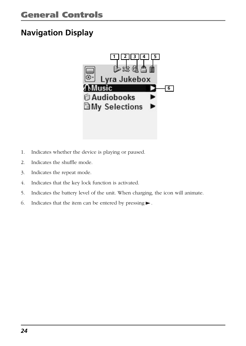 Navigation display, General controls | RCA HC106 User Manual | Page 24 / 40