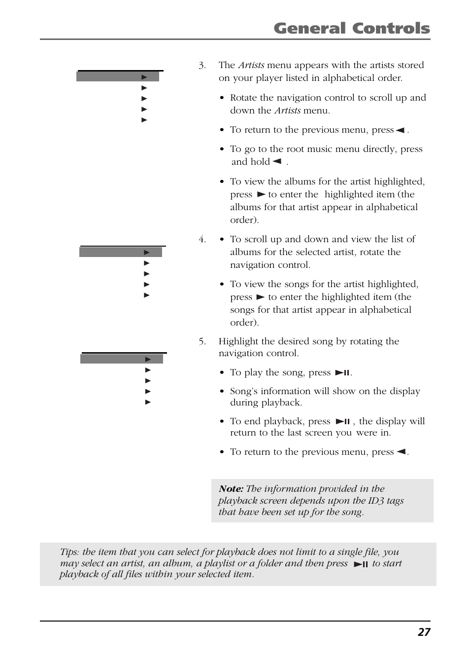General controls | RCA HC106 User Manual | Page 27 / 40
