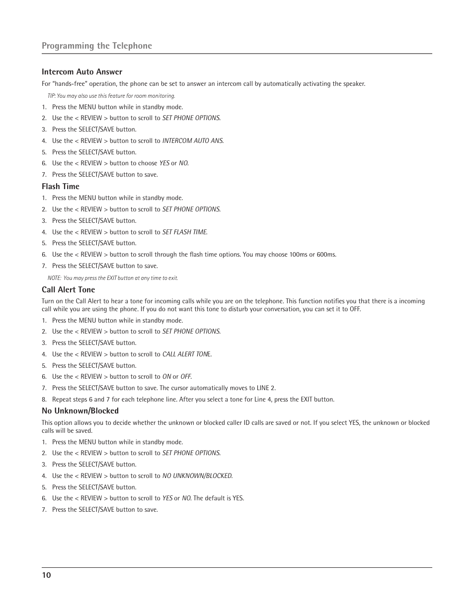 Programming the telephone | RCA 25415 User Manual | Page 10 / 32