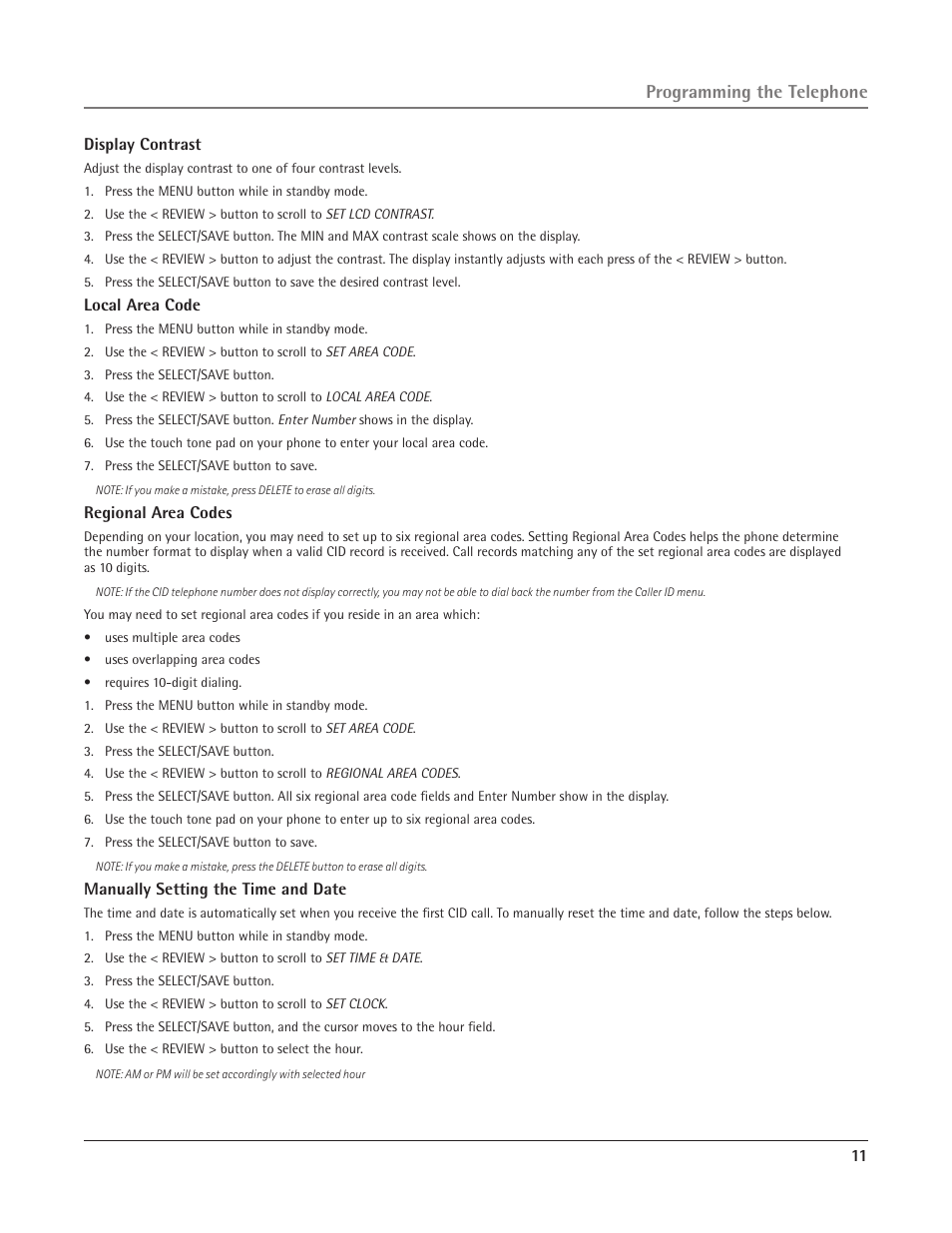 Programming the telephone | RCA 25415 User Manual | Page 11 / 32